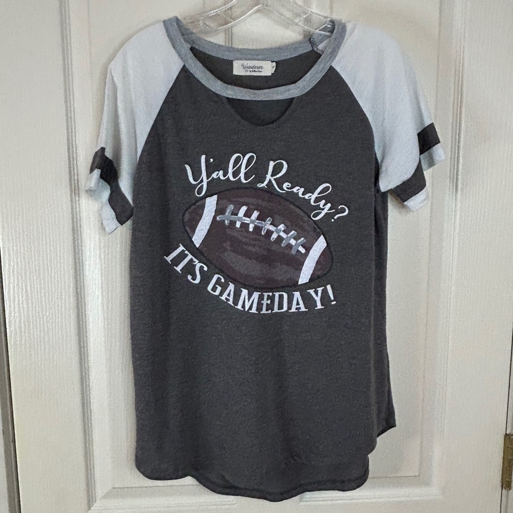 Wanderer by‎ Southern Grace Football Graphic Tee Top - Medium